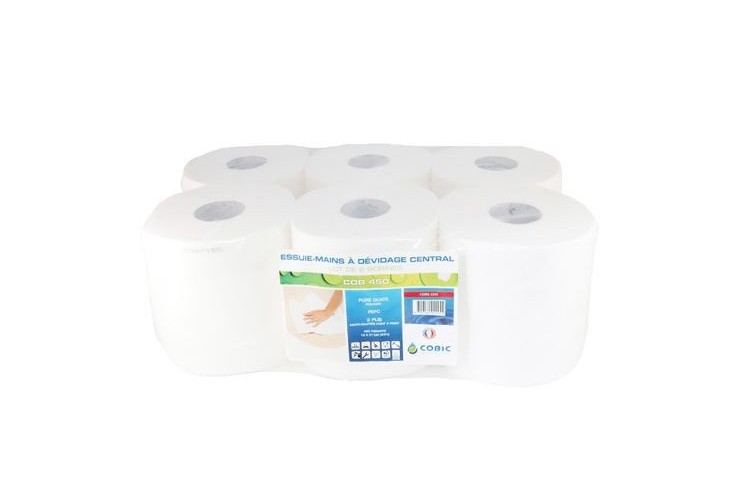 Ouate Pure blanche 450F 2 plis - les 6 rouleaux