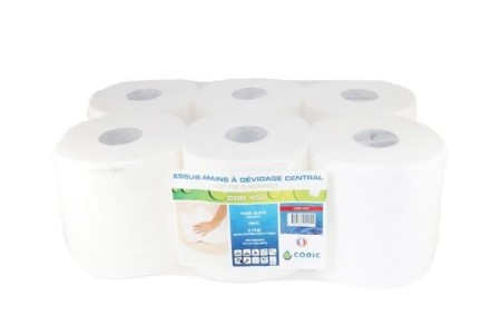 Ouate Pure blanche 450F 2 plis - les 6 rouleaux